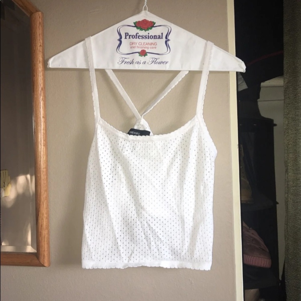 White tank top with criss cross back